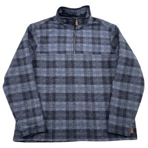 John Wayne Stock & Supply 1/4 Zip Fleece Mens XL Blue Plaid Western Wear